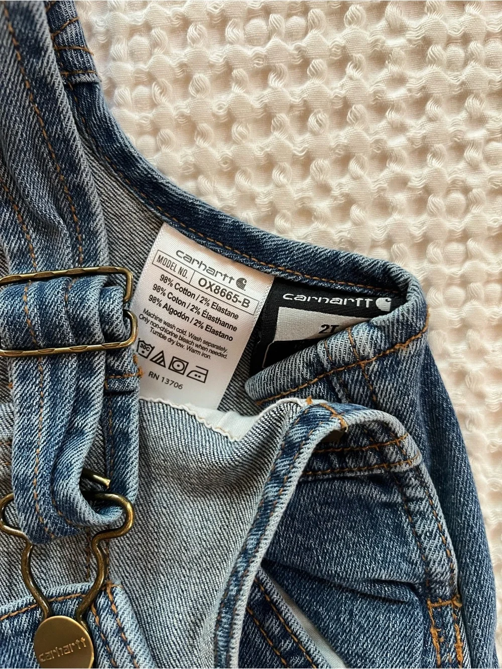 Carhartt Dark Blue Denim Relaxed Fit Kids Overalls